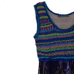 Pre Owned Alberta Ferretti Multicolor Printed Silk And Knit Maxi Dress S