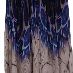 Pre Owned Alberta Ferretti Multicolor Printed Silk And Knit Maxi Dress S
