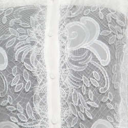 Pre Owned Alberta Ferretti Limited Edition Off White Lace and Silk Sheer Long Sleeve Blouse L