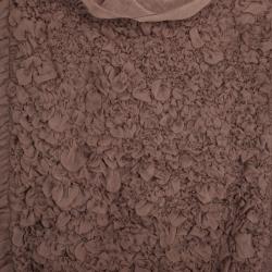 Pre Owned Alberta Ferretti Silk Beige Ruffled Dress M