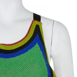 Alberta Ferretti Multicolor All Over Beaded Wrap-around Sleeveless Top S