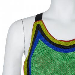 Alberta Ferretti Multicolor All Over Beaded Wrap-around Sleeveless Top S