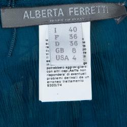 Pre Owned Alberta Ferretti Peacock Blue Fringed Skirt S