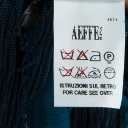 Pre Owned Alberta Ferretti Peacock Blue Fringed Skirt S