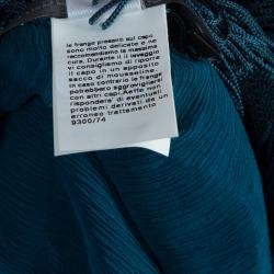 Pre Owned Alberta Ferretti Peacock Blue Fringed Skirt S