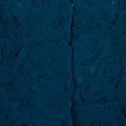 Alberta Ferretti Peacock Blue Rose Applique Texture Detail Sleeveless Peplum Jacket S