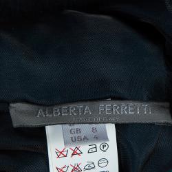 Alberta Ferretti Peacock Blue Rose Applique Texture Detail Sleeveless Peplum Jacket S