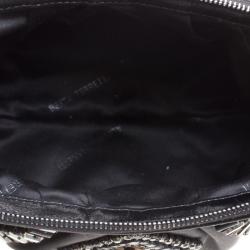 Pre Owned Alberta Ferreti Black Satin Beads Embellished Clutch