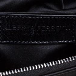 Pre Owned Alberta Ferreti Black Satin Beads Embellished Clutch