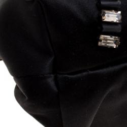 Pre Owned Alberta Ferreti Black Satin Beads Embellished Clutch