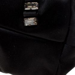Pre Owned Alberta Ferreti Black Satin Beads Embellished Clutch