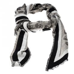 Alexander McQueen Beige Skull Pattern Kefia Triangle Scarf