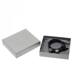 Pre Owned Alexander McQueen King Queen Skull Embellished Black Leather Double Wrap Bracelet