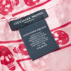 Pre Owned وشاح أليكساندر ماكوين حرير شيفون بنقوش جمجمة وردي