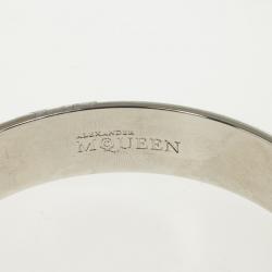 Alexander McQueen Large 3D Skull White Enamel Bracelet