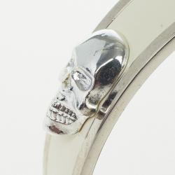 Alexander McQueen Large 3D Skull White Enamel Bracelet