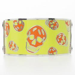 مملوكة مسبقًا Alexander McQueen Skull Printed Yellow and Orange Resin Large Bangle