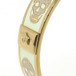 Alexander McQueen Skull Printed Light Yellow Resin Small Bangle