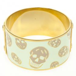 مملوكة مسبقًا Alexander McQueen Skull Printed Light Yellow Resin Large Bangle