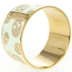 مملوكة مسبقًا Alexander McQueen Skull Printed Light Yellow Resin Large Bangle