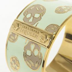 مملوكة مسبقًا Alexander McQueen Skull Printed Light Yellow Resin Large Bangle
