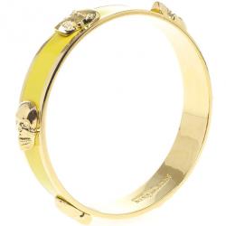 Alexander McQueen Yellow Enamel Golden Metal Large 3D Skull Bracelet