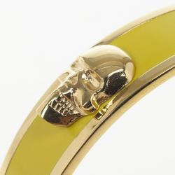 Alexander McQueen Yellow Enamel Golden Metal Large 3D Skull Bracelet
