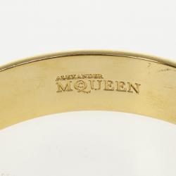 Alexander McQueen Yellow Enamel Golden Metal Large 3D Skull Bracelet