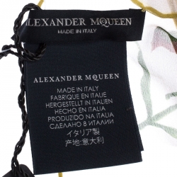 Pre Owned Alexander McQueen Red Botanical Print Ombré Silk Square Scarf