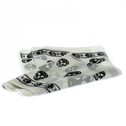 Pre Owned Alexander McQueen White Skull Print Silk Foulard Scarf