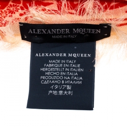 مملوكة مسبقًا Alexander McQueen Pale Pink Eve and Skull Print Fringed Scarf