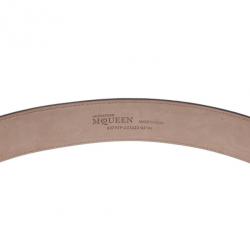 Alexander McQueen Gold Leather Round Twin Skull Buckle Belt 85CM