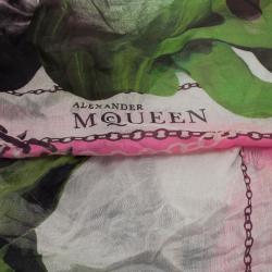 Pre Owned Alexander McQueen Panther Skull and Chain Print Square Scarf