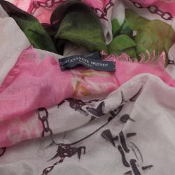 Pre Owned Alexander McQueen Panther Skull and Chain Print Square Scarf