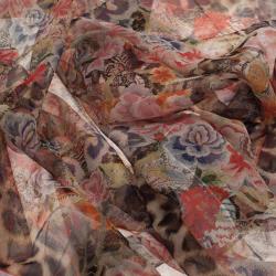 Pre Owned Alexander McQueen Floral and Leopard Print Square Scarf