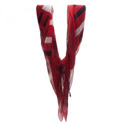 Pre Owned وشاح أليكساندر ماكوين نقوش هندسية وجماجم أحمر مربع