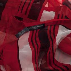 Pre Owned وشاح أليكساندر ماكوين نقوش هندسية وجماجم أحمر مربع