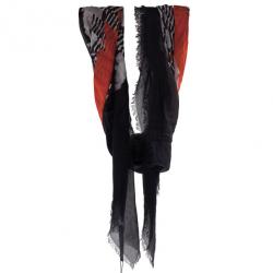 Pre Owned Alexander McQueen Orange and Black Skull Print Square Scarf