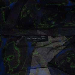 Pre Owned Alexander McQueen Black Printed Silk Square Scarf