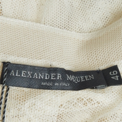 Pre Owned Alexander McQueen Off White Embroidered Tulle Sheer Tunic L
