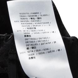 Pre Owned Alexander McQueen Black Silk Jacquard Contrast Hem Drawstring Detail Pants S