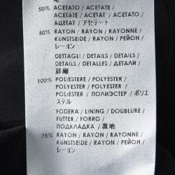 Pre Owned Alexander McQueen Black Satin Bow Detail Long Sleeve Leaf Crepe Dress L