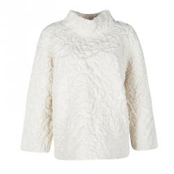 Alexander McQueen Cream Chunky Quilted Rose Knit  Oversized Pullover M