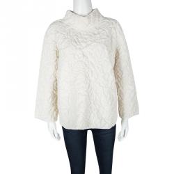 Alexander McQueen Cream Chunky Quilted Rose Knit  Oversized Pullover M