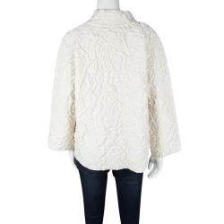 Alexander McQueen Cream Chunky Quilted Rose Knit  Oversized Pullover M
