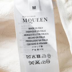 Alexander McQueen Cream Chunky Quilted Rose Knit  Oversized Pullover M