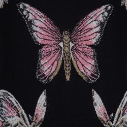 Pre Owned Alexander McQueen Black Lurex Jacquard Knit Butterfly Pattern Obsession Dress S