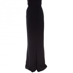 Pre Owned Alexander McQueen Black Draped Maxi Skirt L