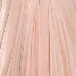 Pre Owned Alexander McQueen Blush Pink Silk Chiffon Draped Strapless Maxi Dress L