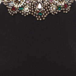 Pre Owned Alexander McQueen Black Embellished Collar Halter Evening Gown L